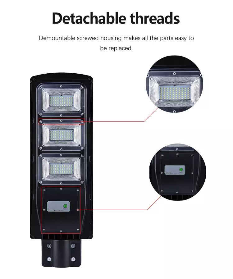 ABS All in one Light&RADAR PIR sensor+remote control  IP65 30W 60W 90W solar street light-5