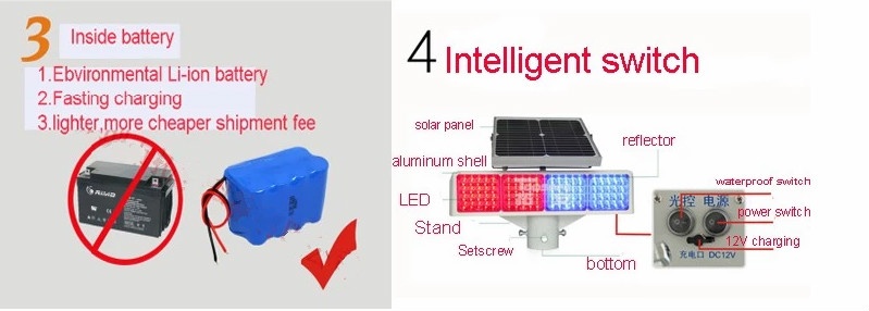 LED güneş enerjili trafik yanıp sönen acil ışık-4