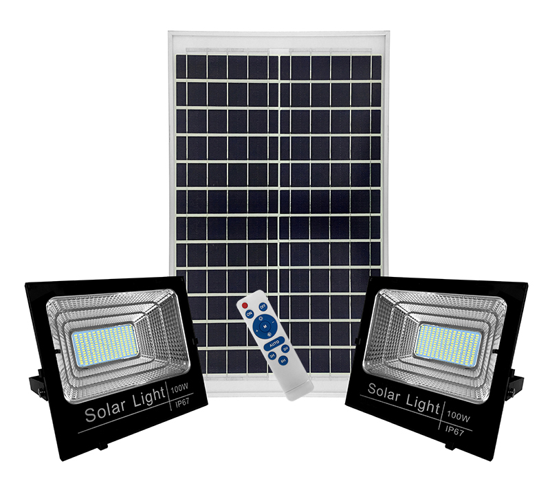 IP67 100LM / W Aluminiumlegierung ferngesteuerter Timer-Schalter 1 Fahren 2 Solar-Flutlicht