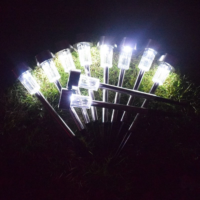 smart yard led solar pathway lights stainless outdoor garden lawn light-7