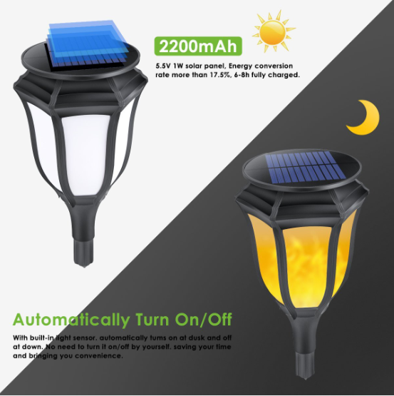 Rechargeable Solar Powered Energy Torch Flame motion sensor Outdoor LED Garden Solar Light-7