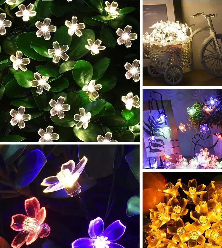 Christmas day outdoor waterproof light flower string LED solar holiday decorative garden light