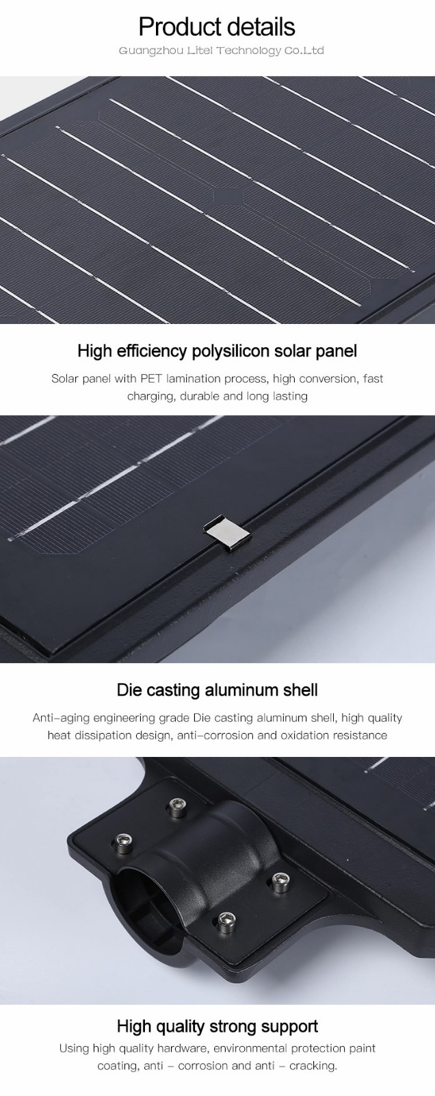 Najlepsza jakość Solar Led Street Light Aluminium Zamów teraz do ganku