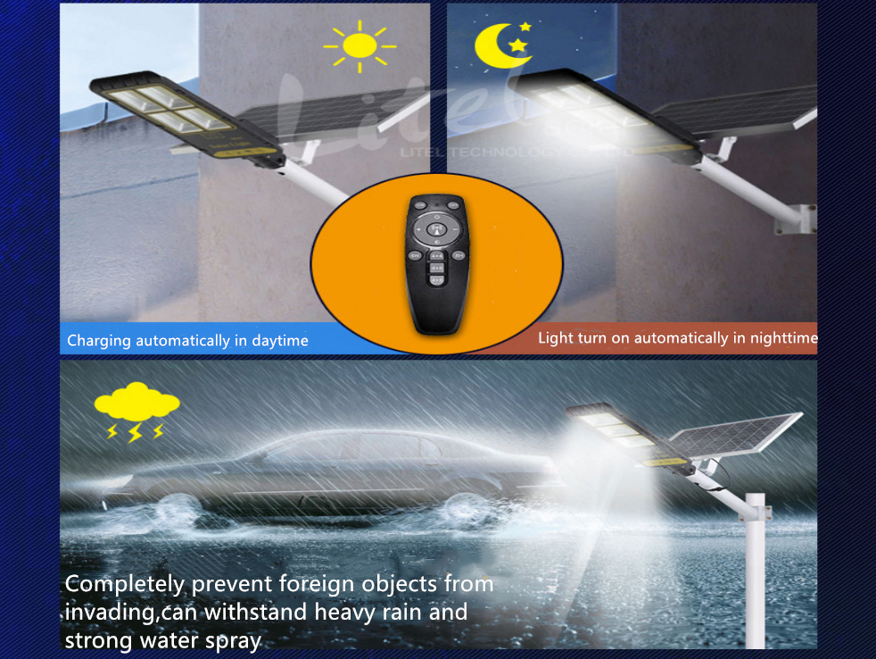 गेटेल टेक्नोलॉजी माइक्रो-वेयर 60W सौर एलईडी स्ट्रीट लाइट सेंसर गेराज के लिए रिमोट कंट्रोल