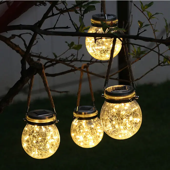 glass bottle solar Hanging camping lantern light