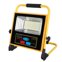 Portable Foldable Rechargeable Emergency all in one solar flood light with warning light and bluetooth speaker