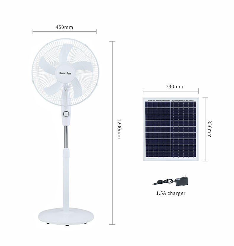 12v Solar Power Fan 3 Speed 16 Inch Rechargeable Litel Technology