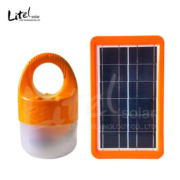 Bombilla de LED Solar interior Blanco y naranja Doble colores recargables Bulbo de emergencia solar portátil recargable