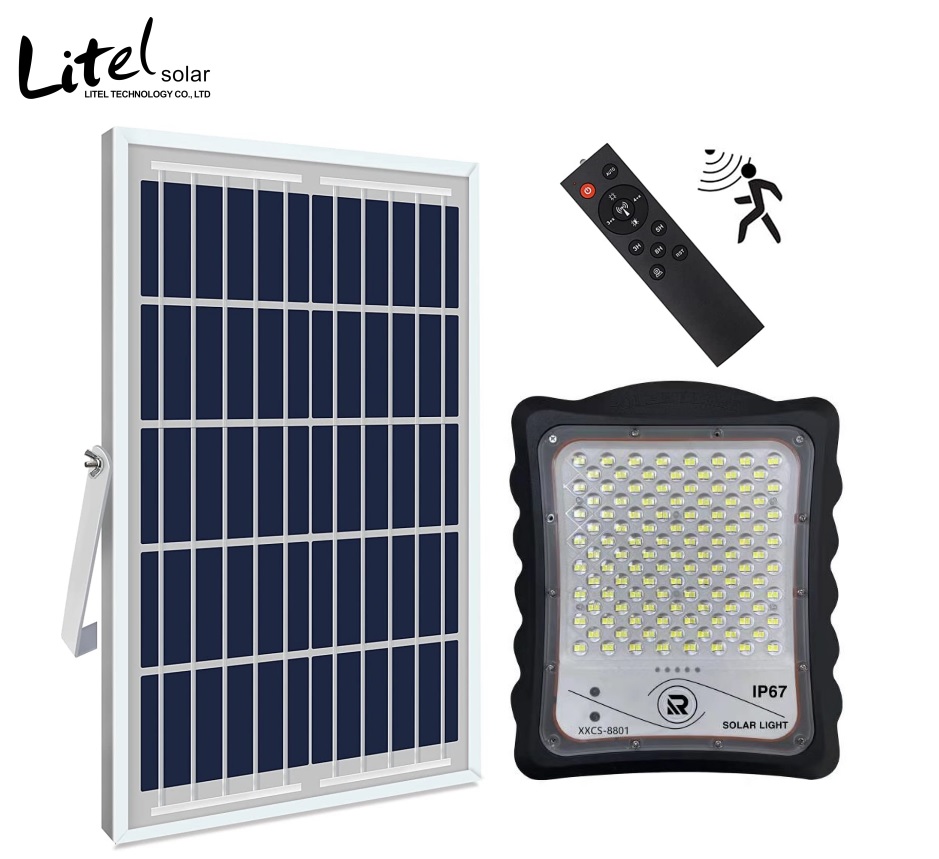أضواء الفيضانات الشمسية الأمن الشمسية استشعار الحركة IP67 للماء مع جهاز التحكم عن بعد