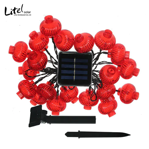 Mini Red Lantern solar String Lights for Patio Garden Holiday Home Decorations