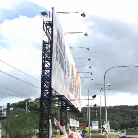 Solar flood lights on billboards in Malaysia