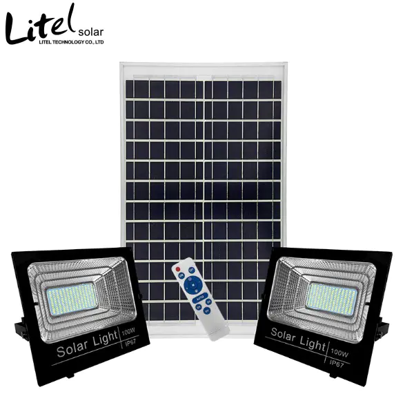 2 pack Remote Control Outdoor Solar Powered Led Floodlights