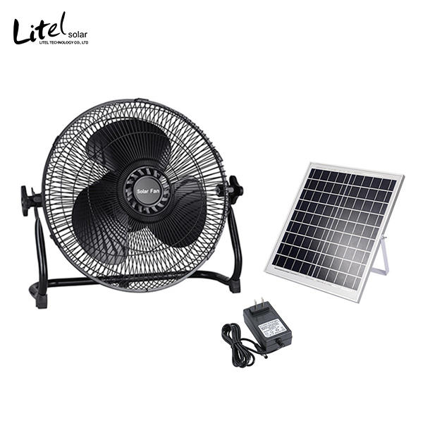 12 Inch Portable Wireless Rechargeable Table Fan with Solar Panel Powered and AC Charger