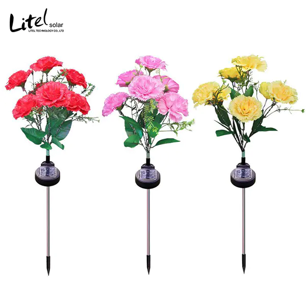 Solar Garden Lights with Carnation Flower for Outdoor Decorations - Gardening Gifts
