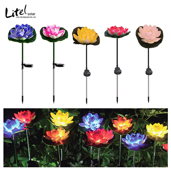 Waterproof solar Lotus Flowers for Christmas Gifts on lawns, or courtyards