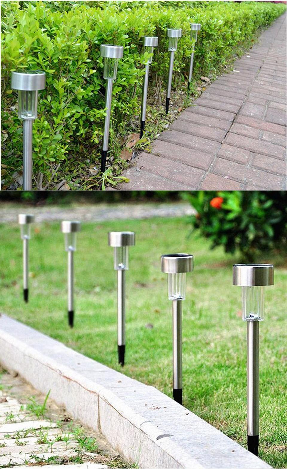smart yard led solar pathway lights stainless outdoor garden lawn light-1